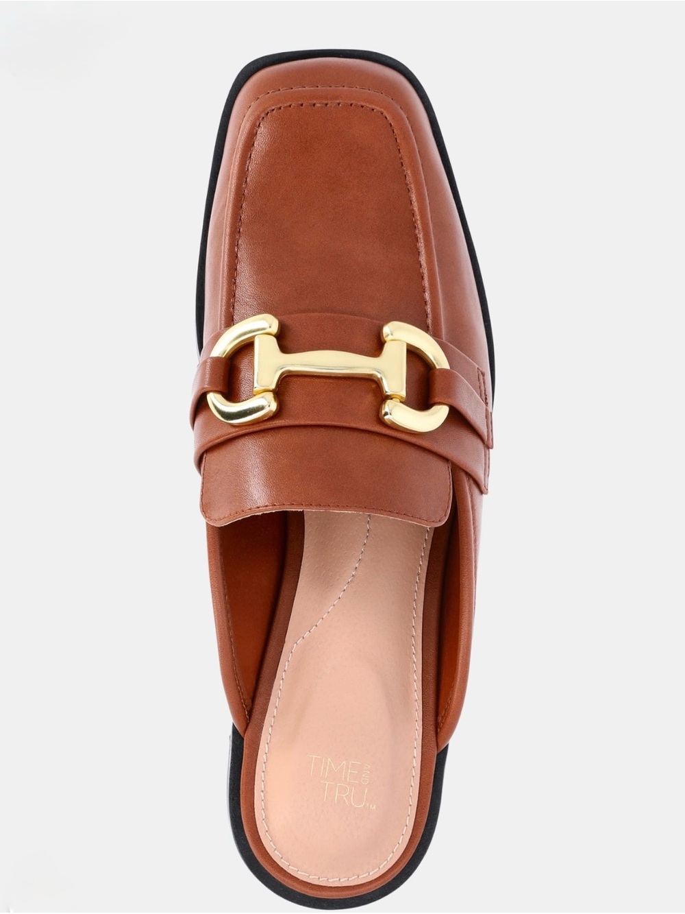 Time and Tru Tan Leather Slip-On Loafer with Gold Bit